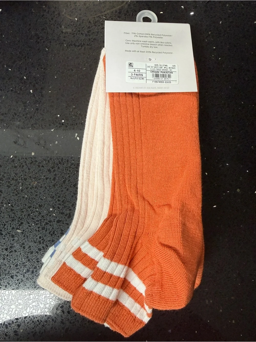 auden Ankle Socks - White, Orange & Peach (3-Pack)